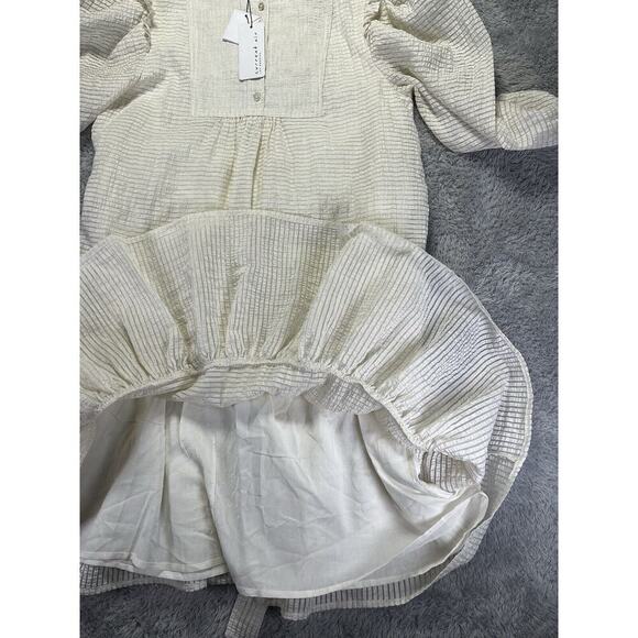 NWT Current Air Anthropology Mini Dress Shift Cottagecore Peasant Small Ivory - Picture 9 of 12